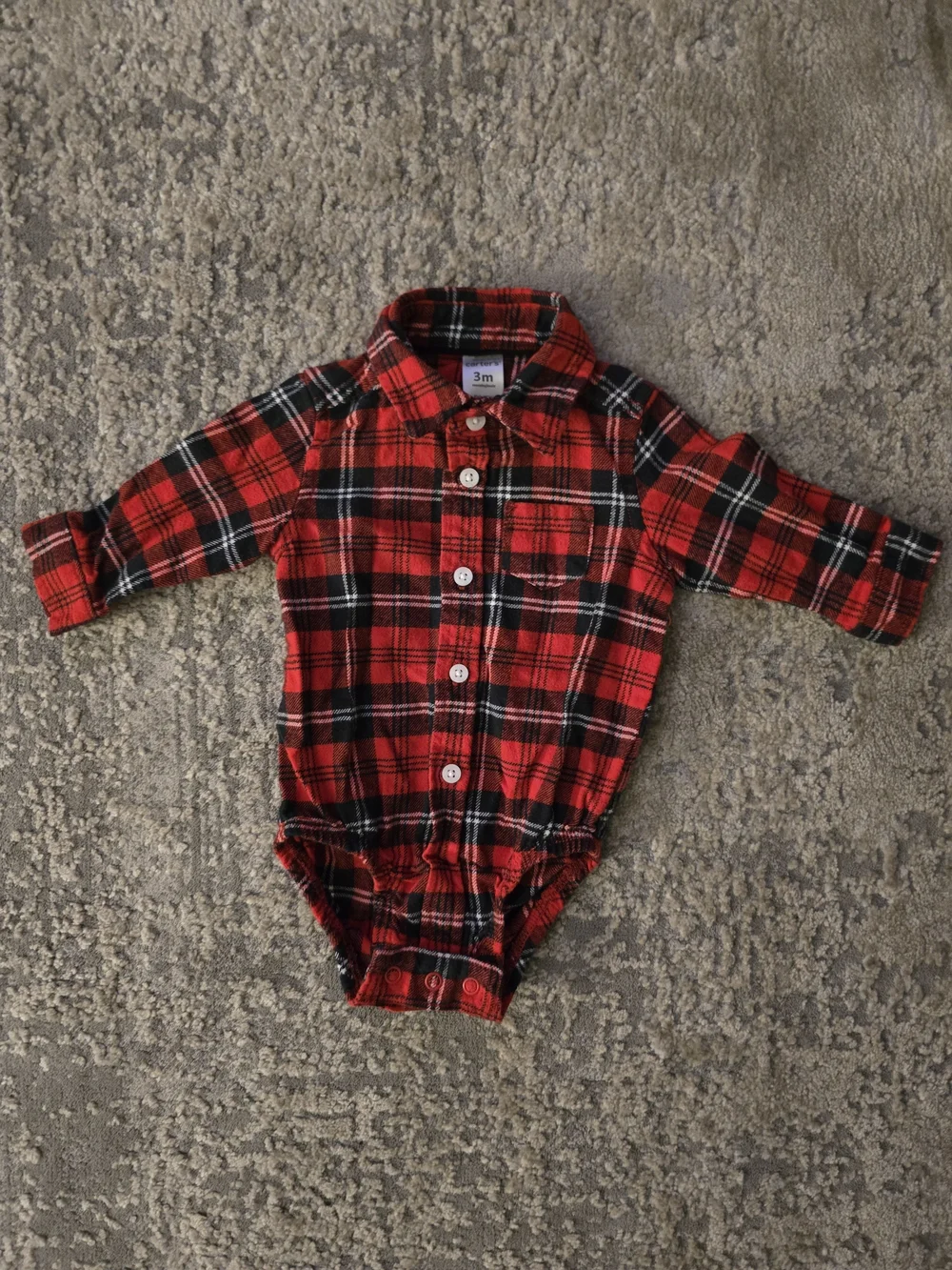 Carter's Red & Blue Plaid Button-Front One-Piece Bodysuits